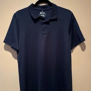 Deep Blue Classic Polo Shirt with Textured Fabric